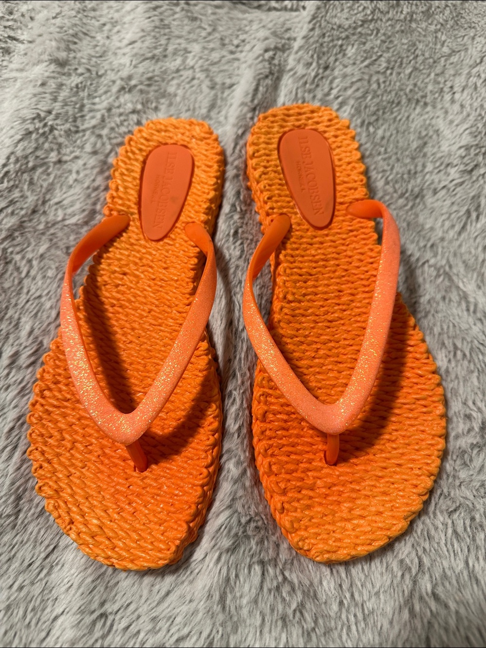 Ilse Jacobsen Flip Flops with Glitter Hot Orange